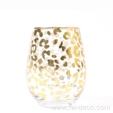 drinking cup stemless wine glass with gold decal